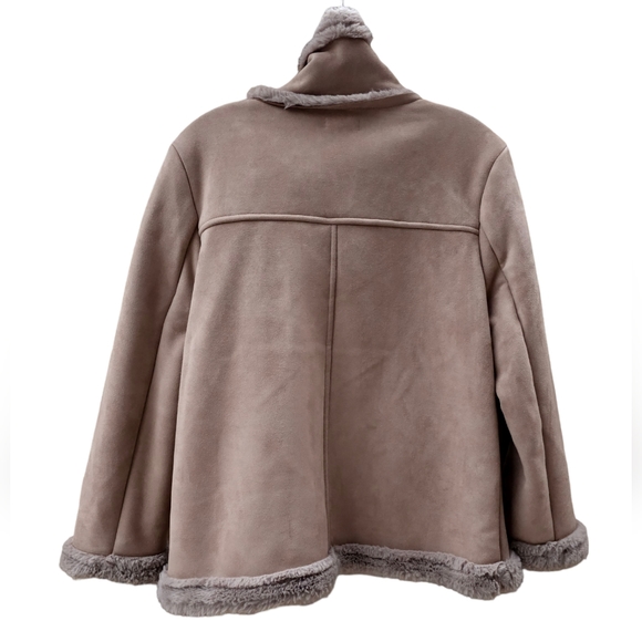 *** SOLD *** Faux Shearling Jacket Stand-up Collar Asymmetrical Zipper - Picture 7 of 11